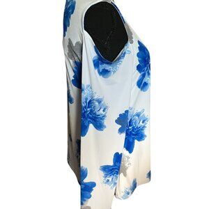 Calvin Klein  Cold Shoulder long sleeve flue and white floral Ladies L